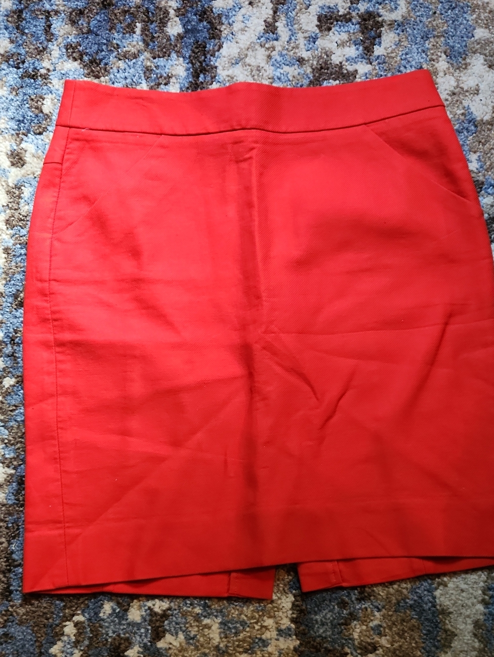 EUC J. Crew Bright Red/Orange Women's Pencil Skirt 6P 100% Cotton